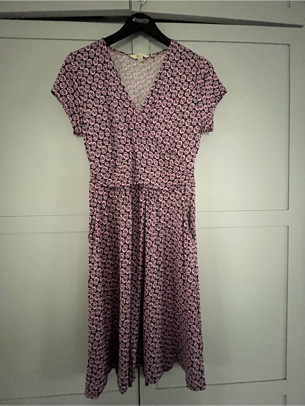 Boden Pink Floral-Print Midi Wrap Dress
